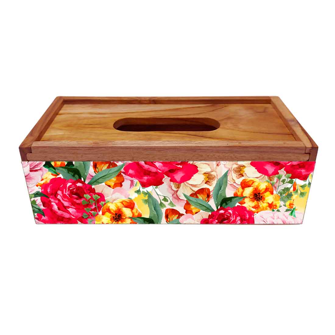 Decorative Wooden Tissue Box Holder for Home Office - Rose - Image 4
