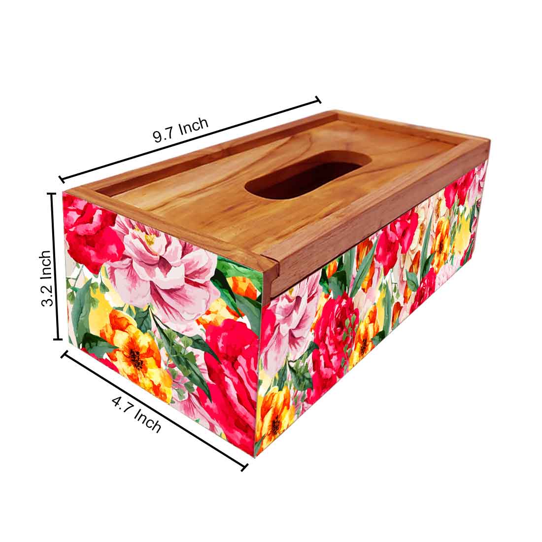 Decorative Wooden Tissue Box Holder for Home Office - Rose - Image 5