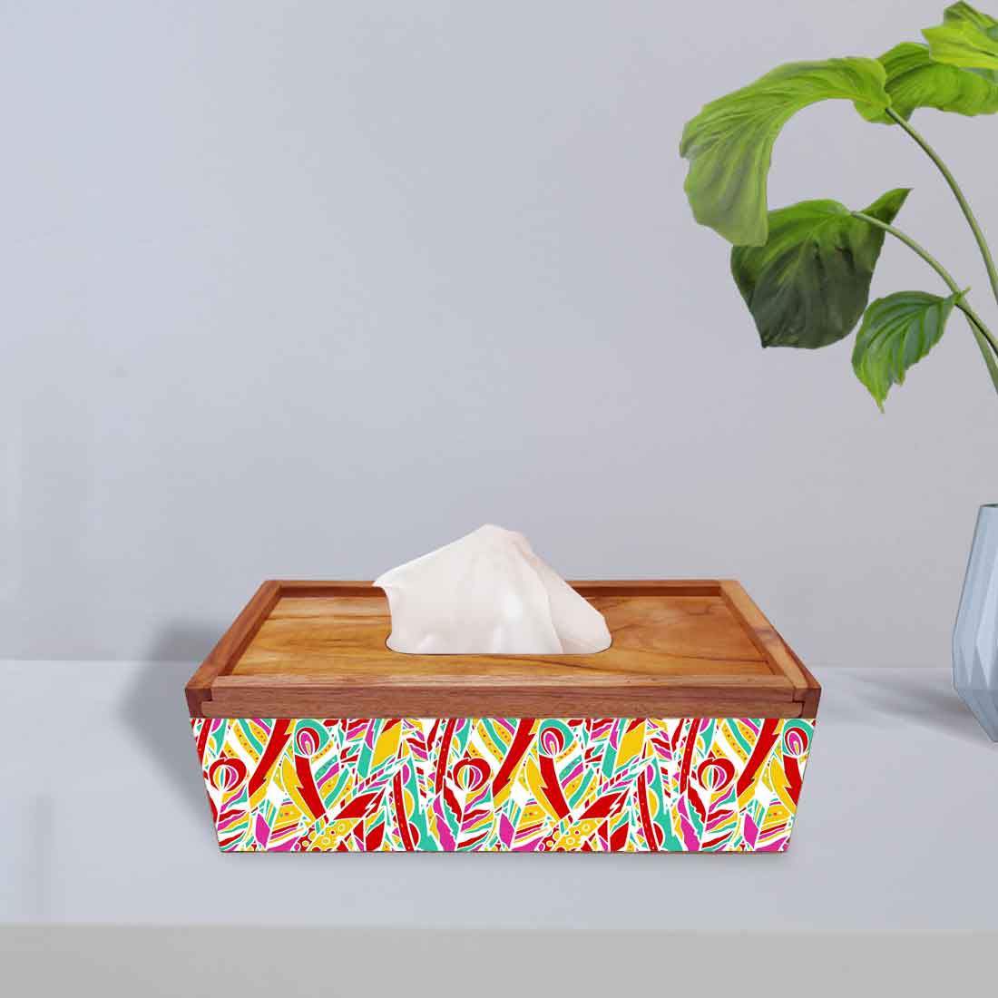 Wooden Tissue Box Holder for Office Home Use - Multicolor - Image 2